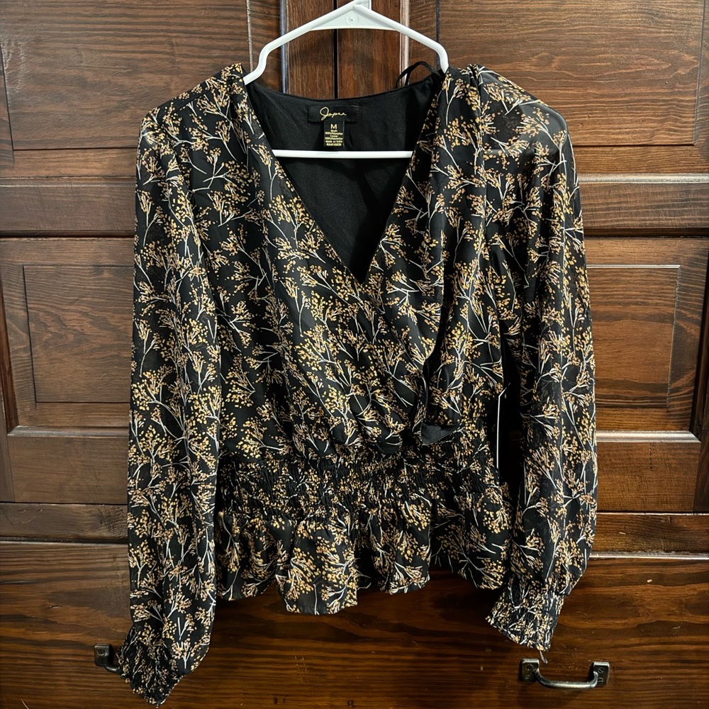 Black and Gold Floral Women's Top
